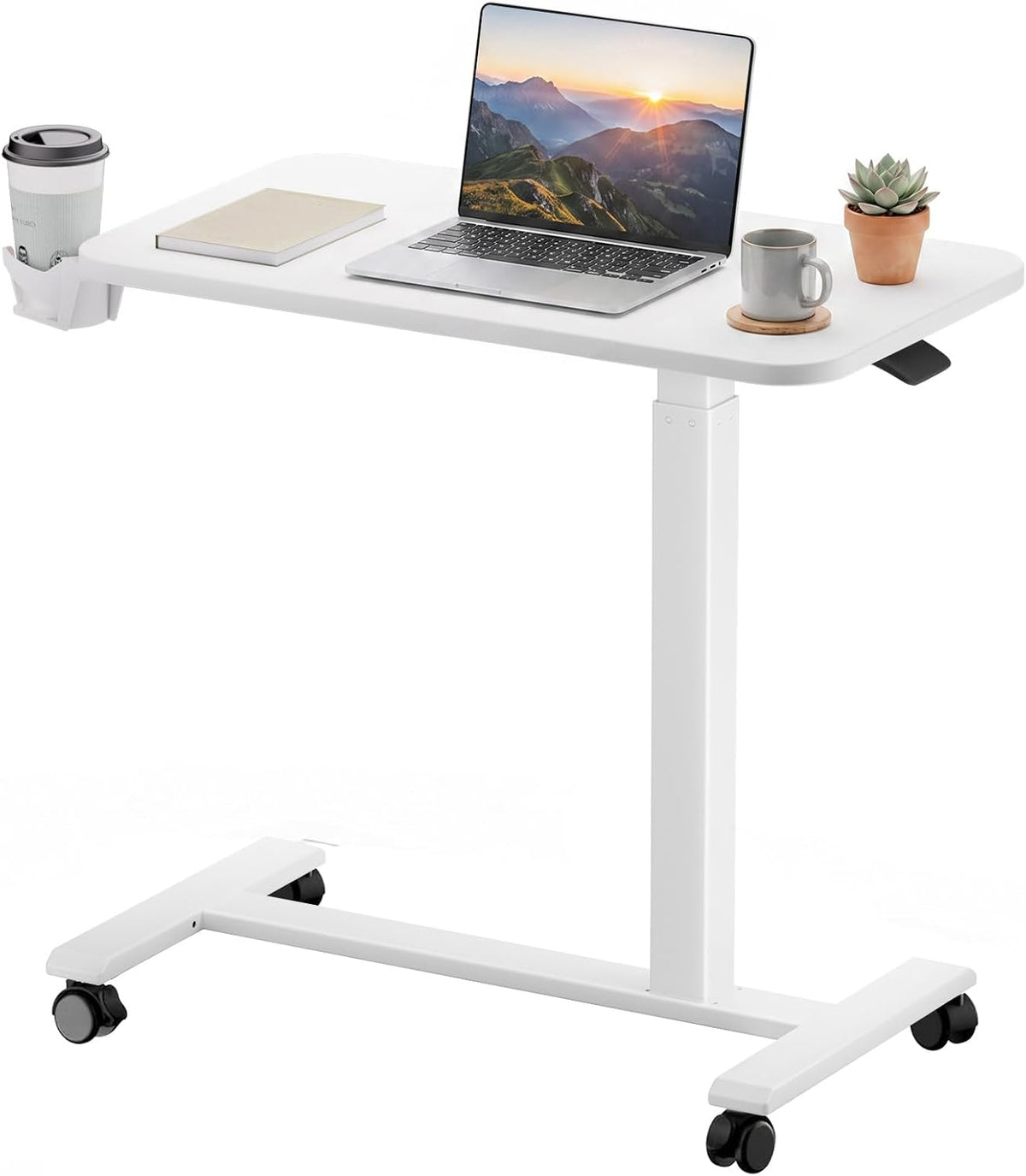 Mobile Standing Desk – 28" Adjustable Overbed/Bedside Workstation w/Lockable Wheels
