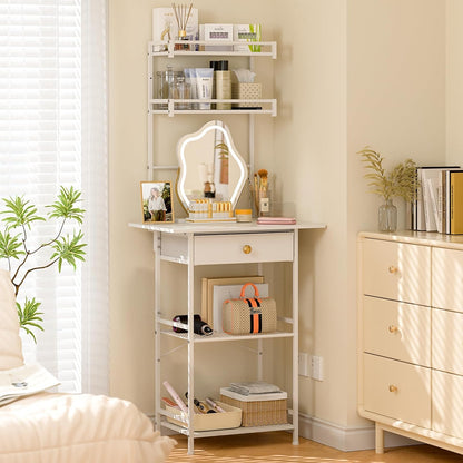 3IngSeagulls Small Vanity Desk with Fabric Drawers, 23.6" Wide