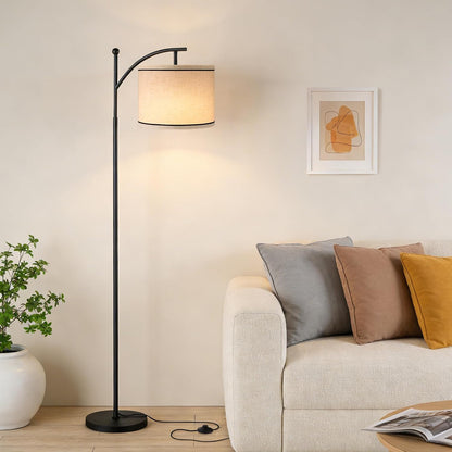 60" Modern Floor Lamp with Adjustable Linen Shade, 9W LED