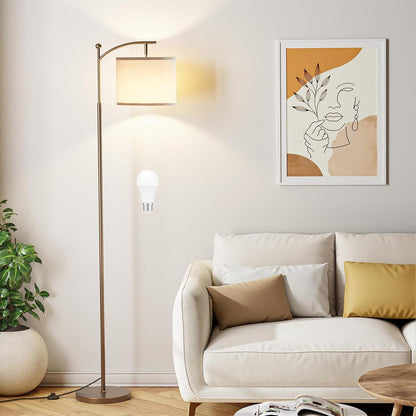 60" Modern Floor Lamp with Adjustable Linen Shade, 9W LED