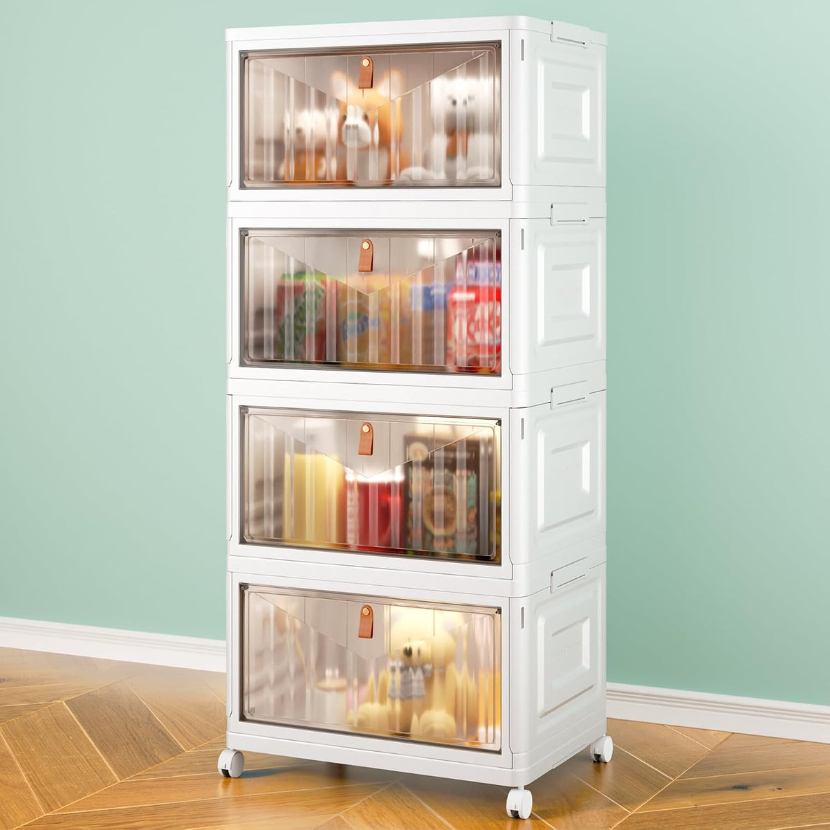 Wise Oannes 23QT Rolling Storage Bins, Stackable & Collapsible