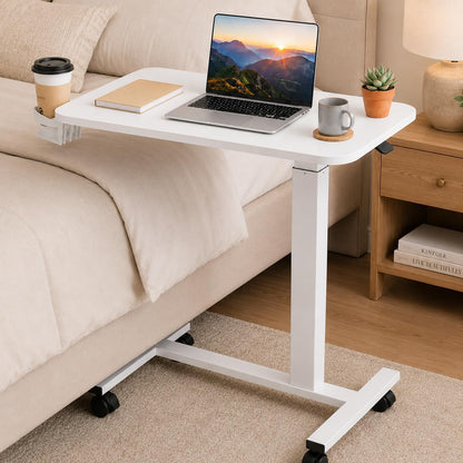 Mobile Standing Desk – 28" Adjustable Overbed/Bedside Workstation w/Lockable Wheels