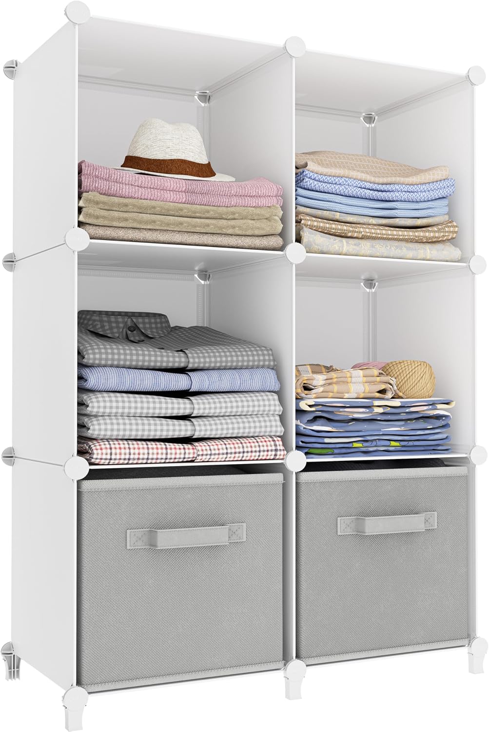 Stackable 6-Cube Storage Organizer, Modular Closet Shelf