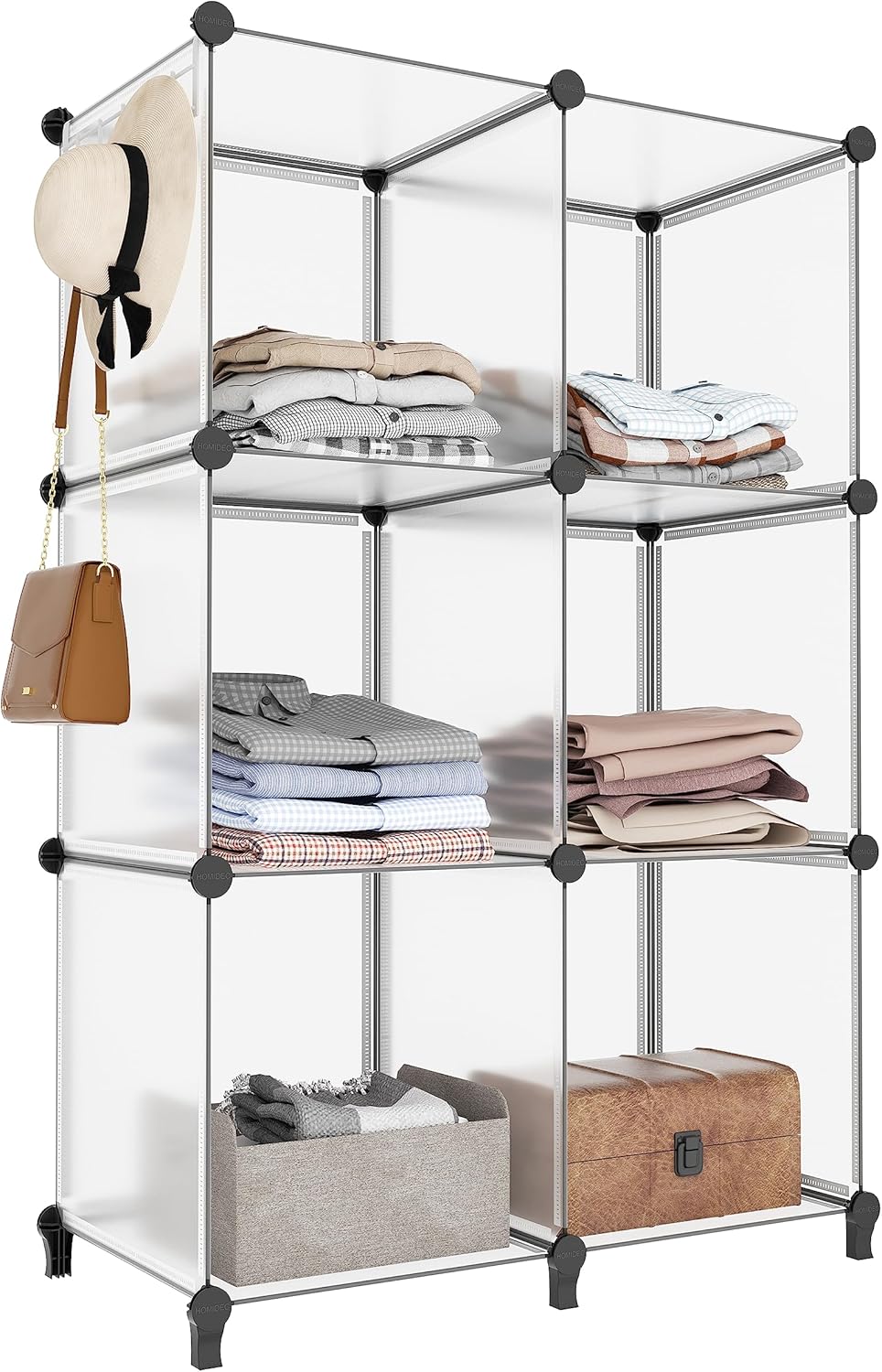 Stackable 6-Cube Storage Organizer, Modular Closet Shelf