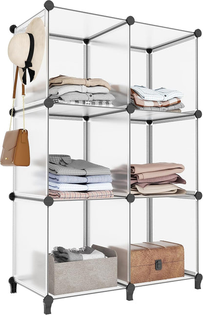 Stackable 6-Cube Storage Organizer, Modular Closet Shelf