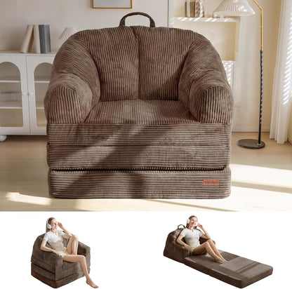 Folding Sofa Bed with Backrest, 2-in-1 Convertible Floor Couch
