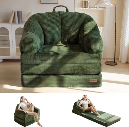 Folding Sofa Bed with Backrest, 2-in-1 Convertible Floor Couch
